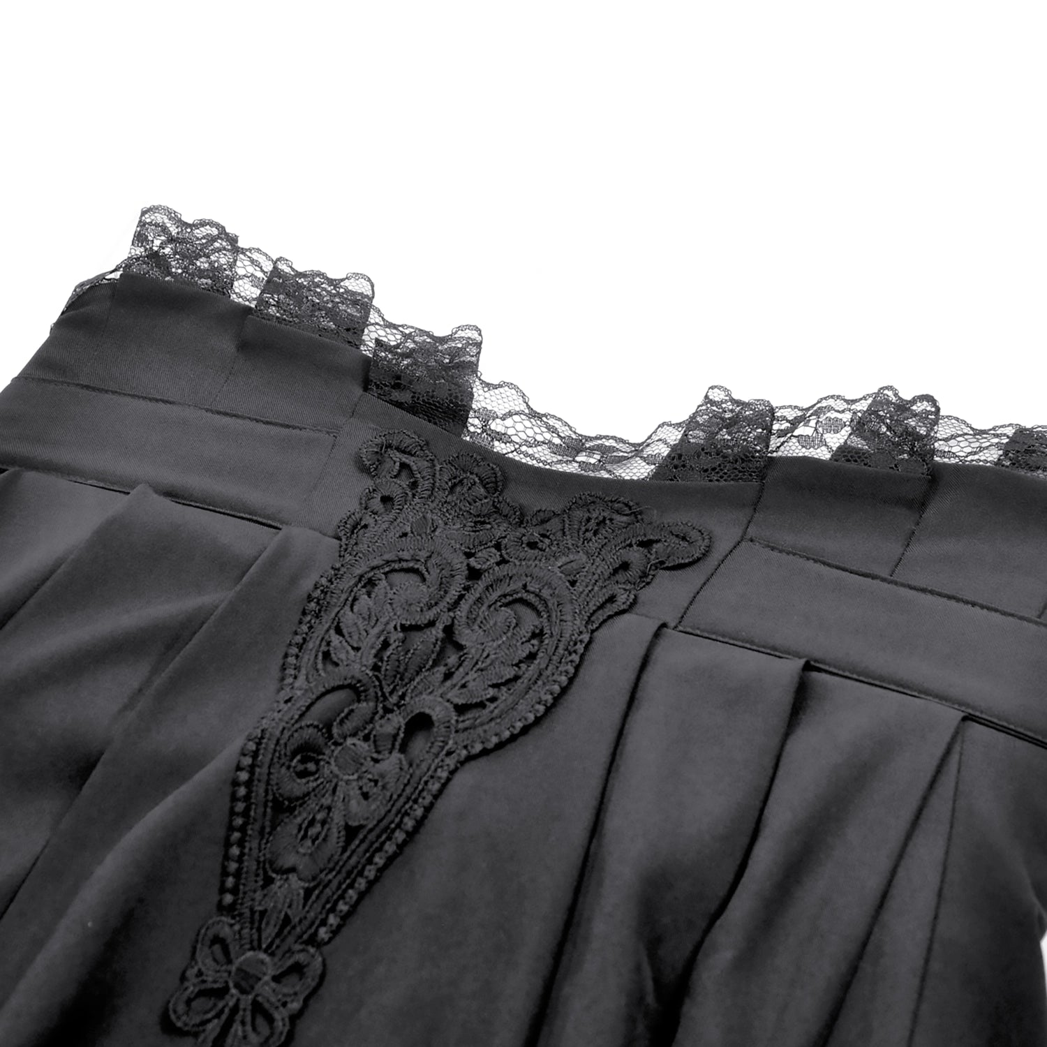 Falda Larga Victoriana de Talle Alto y Encaje