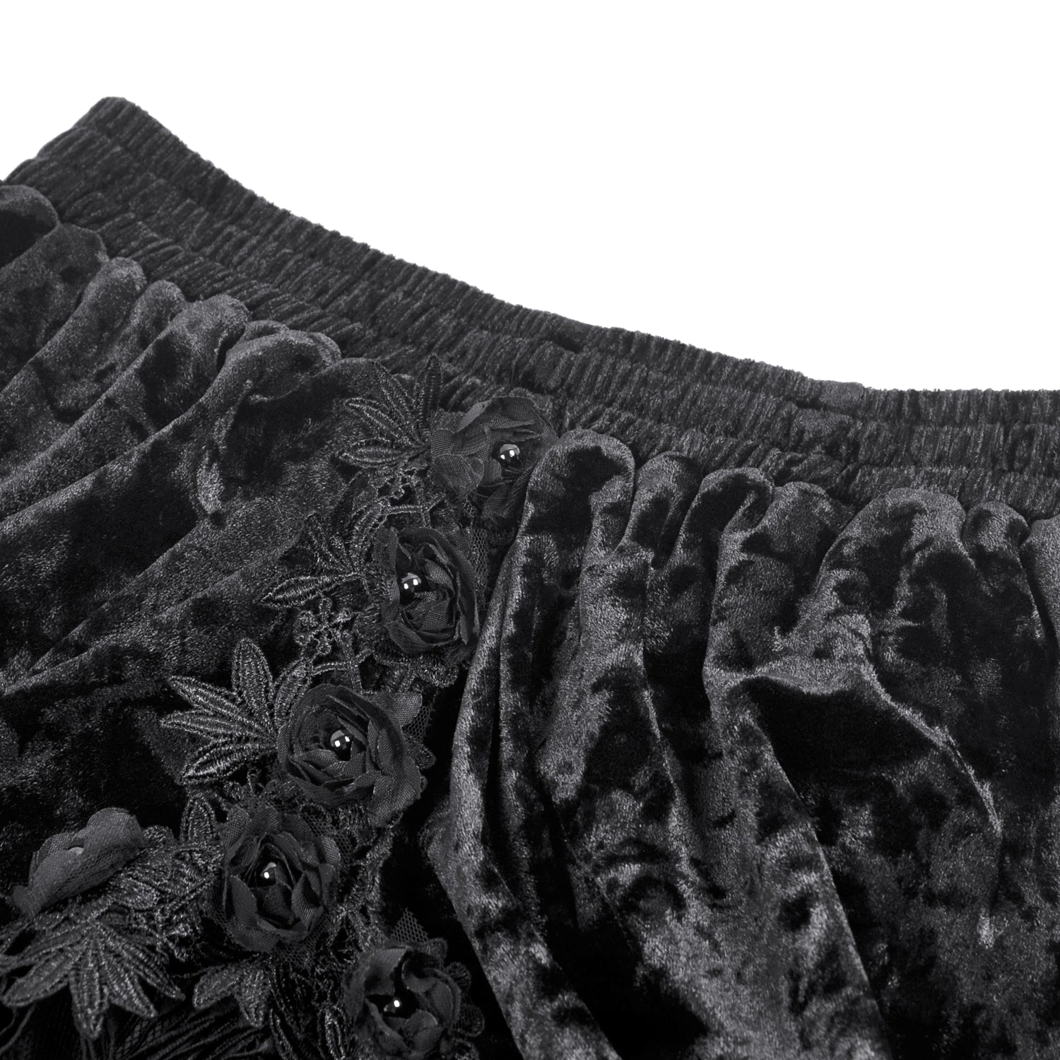 Saia Gótica Maxi Veludo Renda Preta