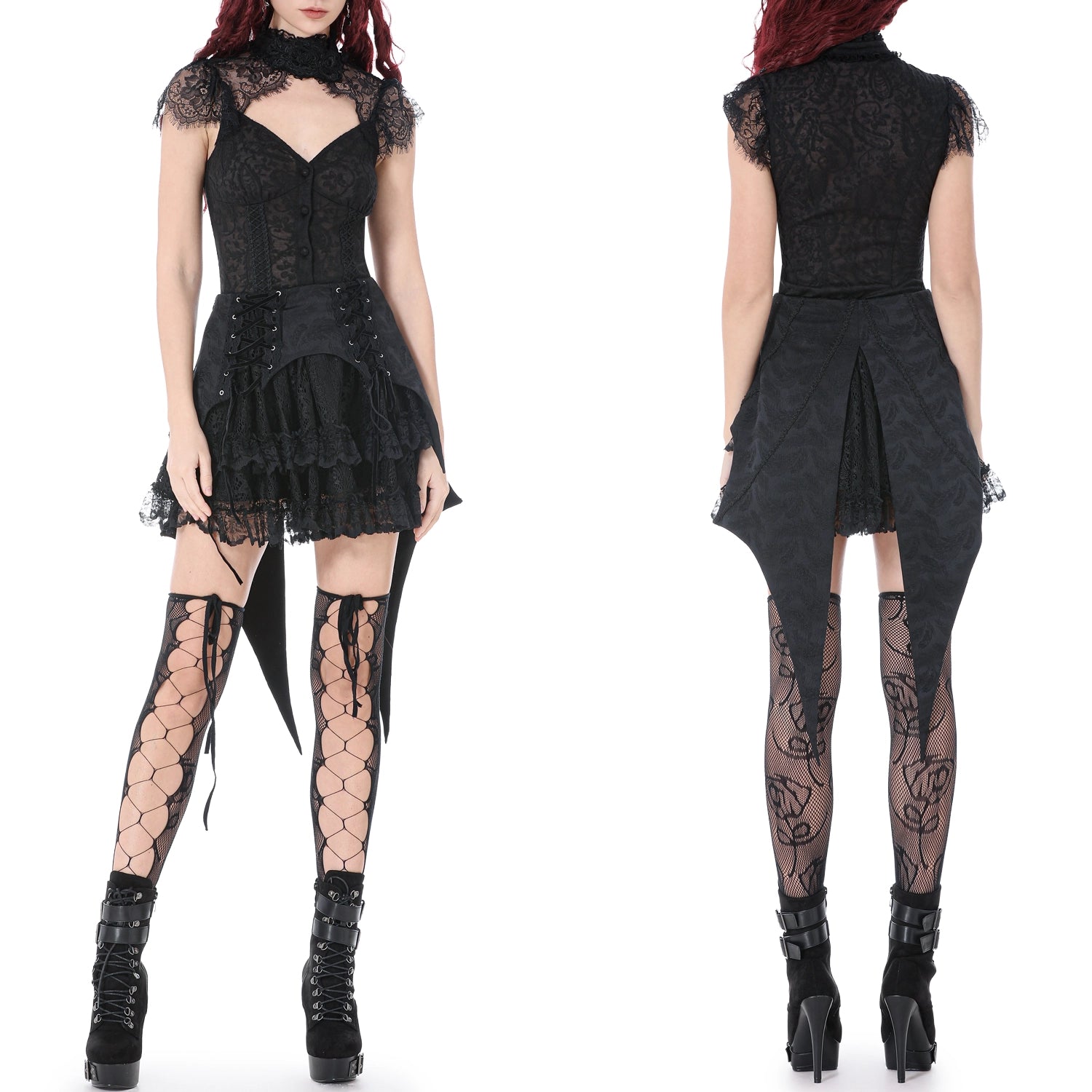 Camiseta  de Encaje con Gargantilla y Botonadura