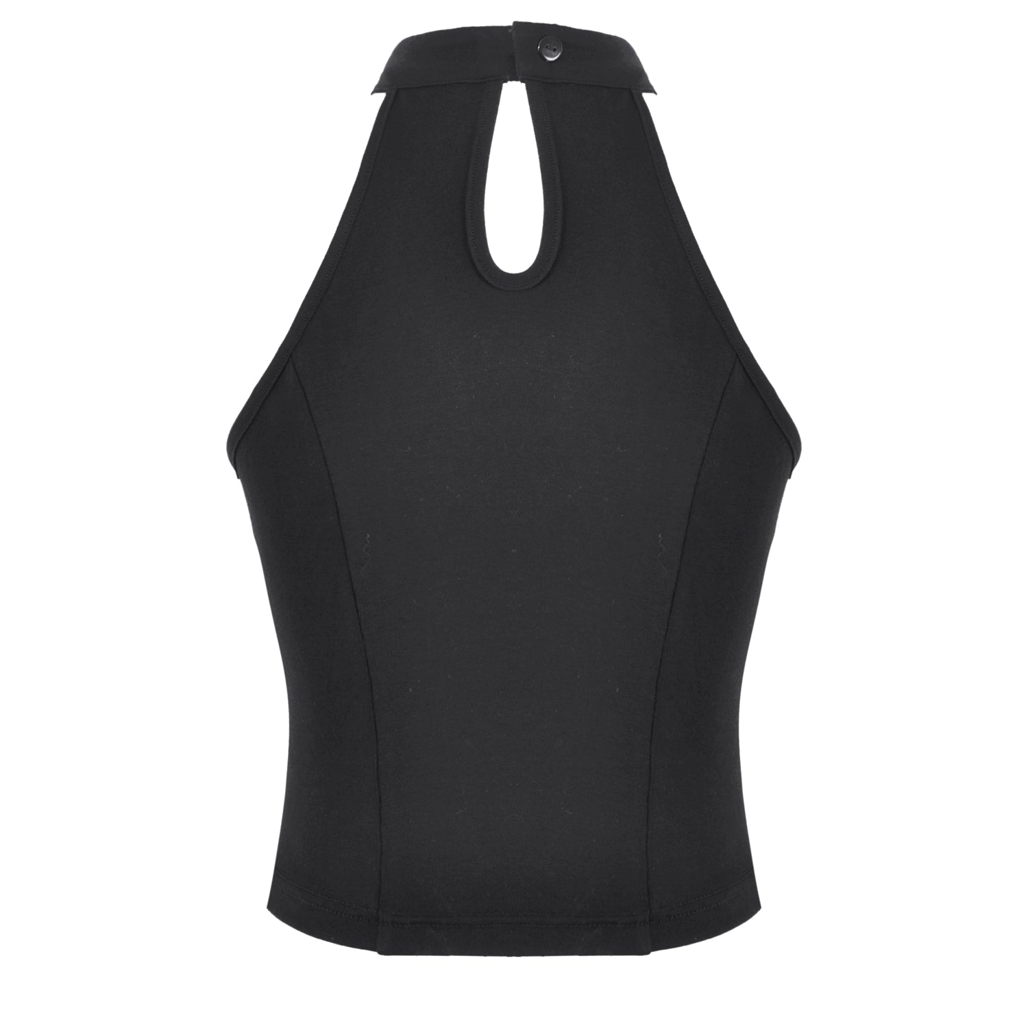 Crop Top Halter con Cruz, Rejilla y Hebillas