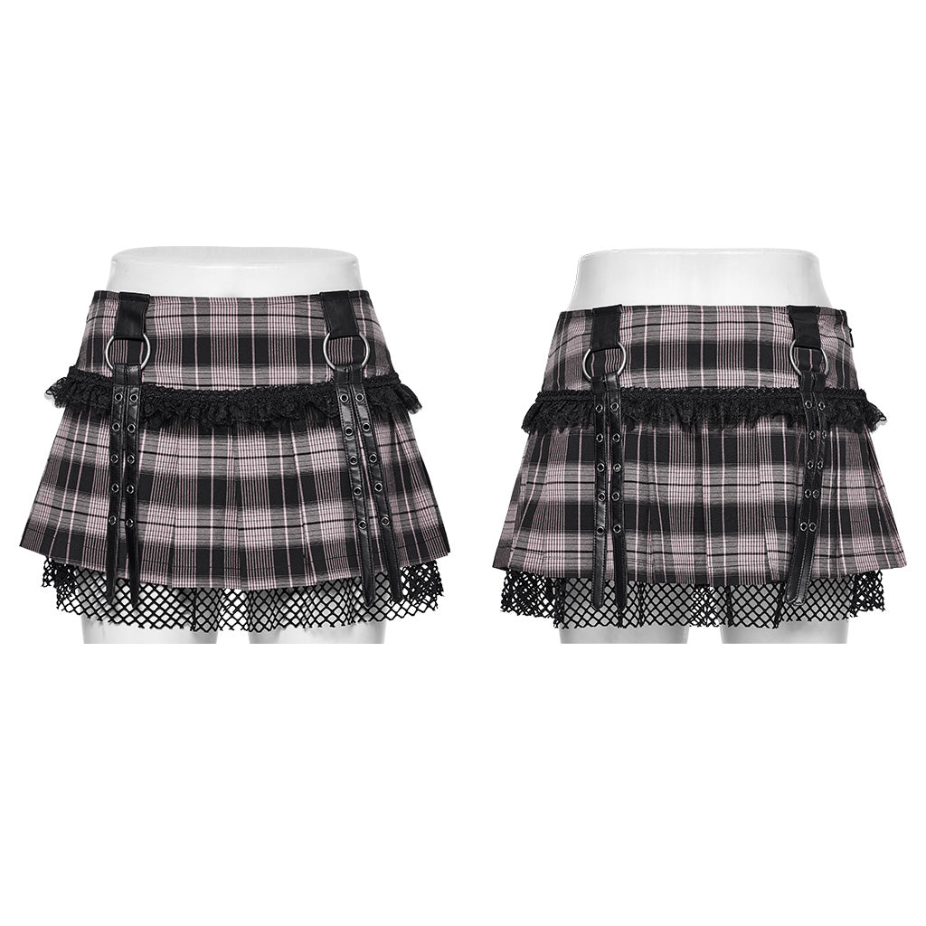 Minifalda plisada WQ-719 sin modelo, delantero y espalda