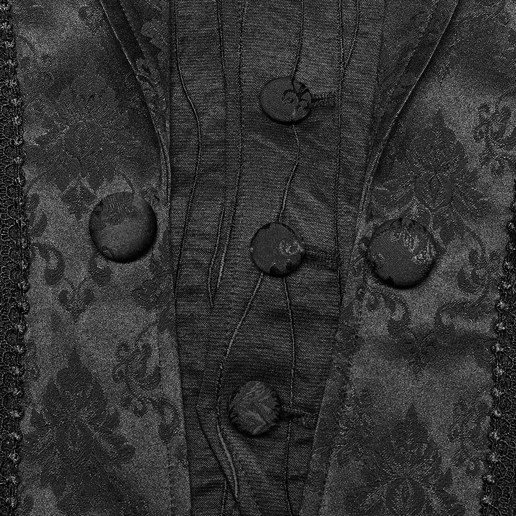 Detalle de los botones forrados y las líneas onduladas del panel central