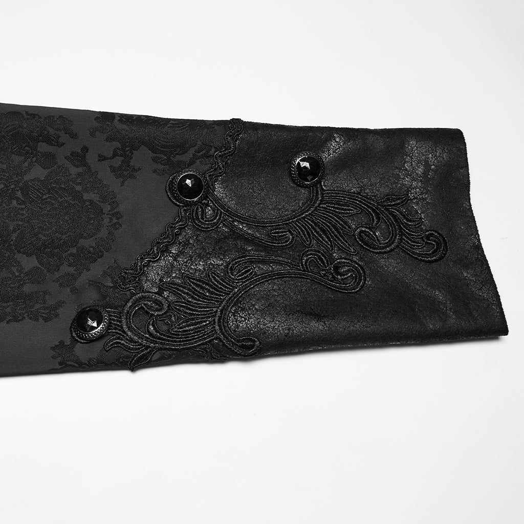 Abrigo Gótico Hombre Negro con Capucha y Bordados - Crazyinlove