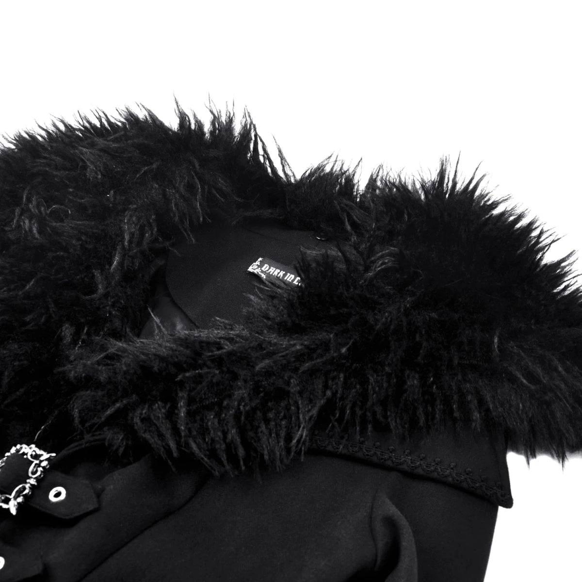 Abrigo Largo con Cuello de Pelo y Lazada Trasera - Crazyinlove