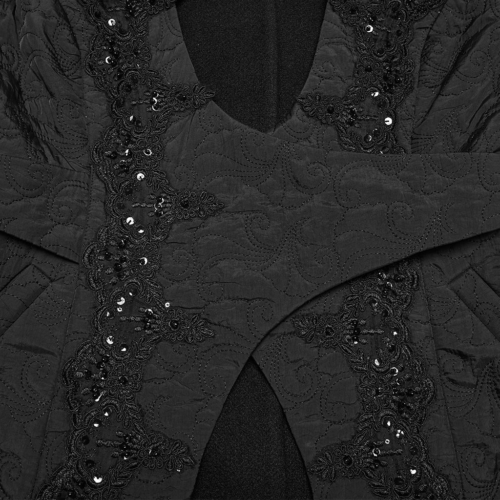 Abrigo Negro Gótico Noble con Correa Cruzada - Crazyinlove