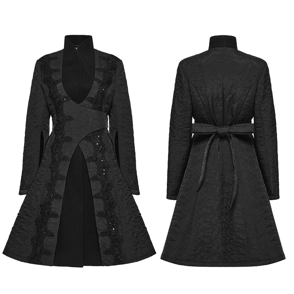 Abrigo Negro Gótico Noble con Correa Cruzada - Crazyinlove