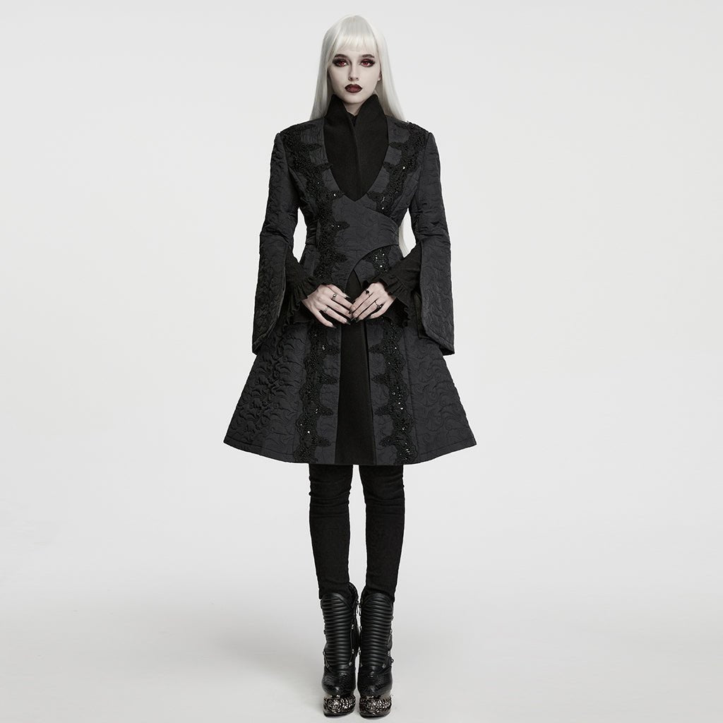 Abrigo Negro Gótico Noble con Correa Cruzada - Crazyinlove