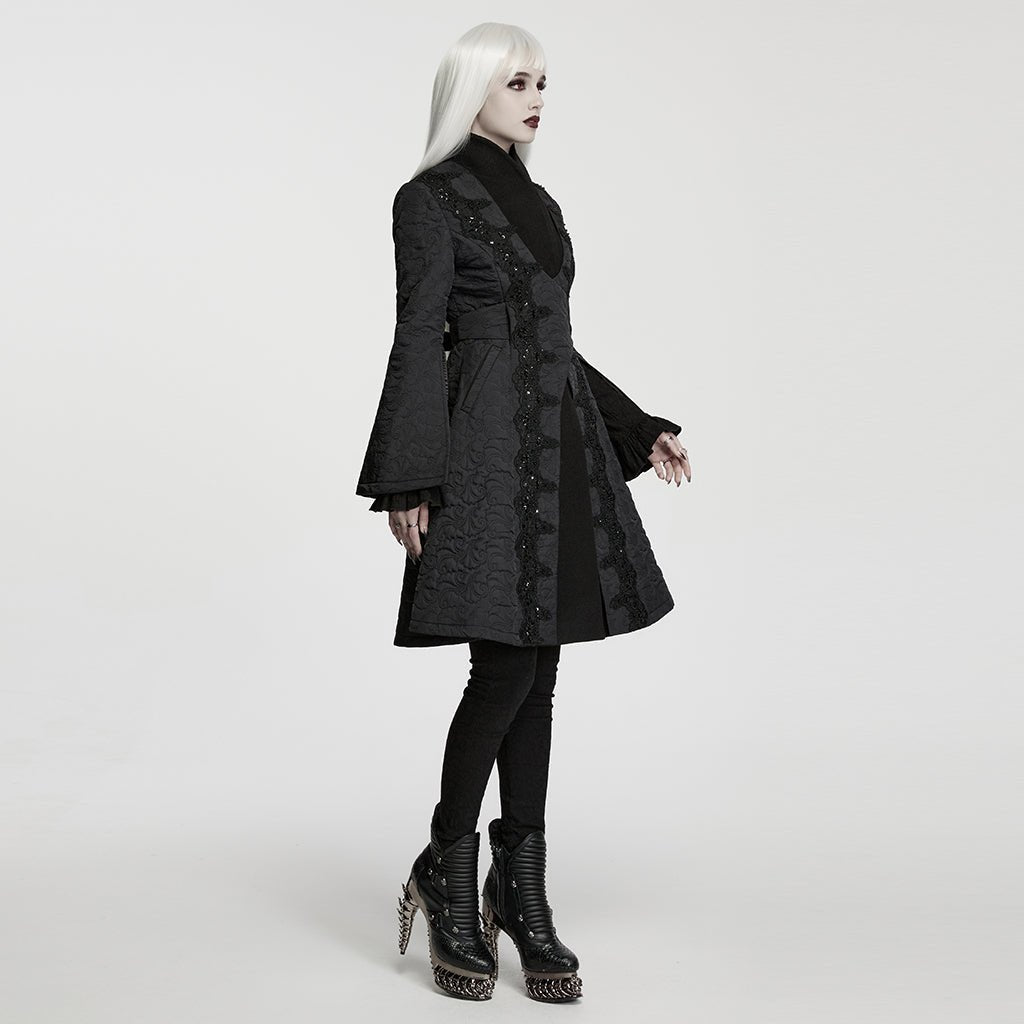 Abrigo Negro Gótico Noble con Correa Cruzada - Crazyinlove