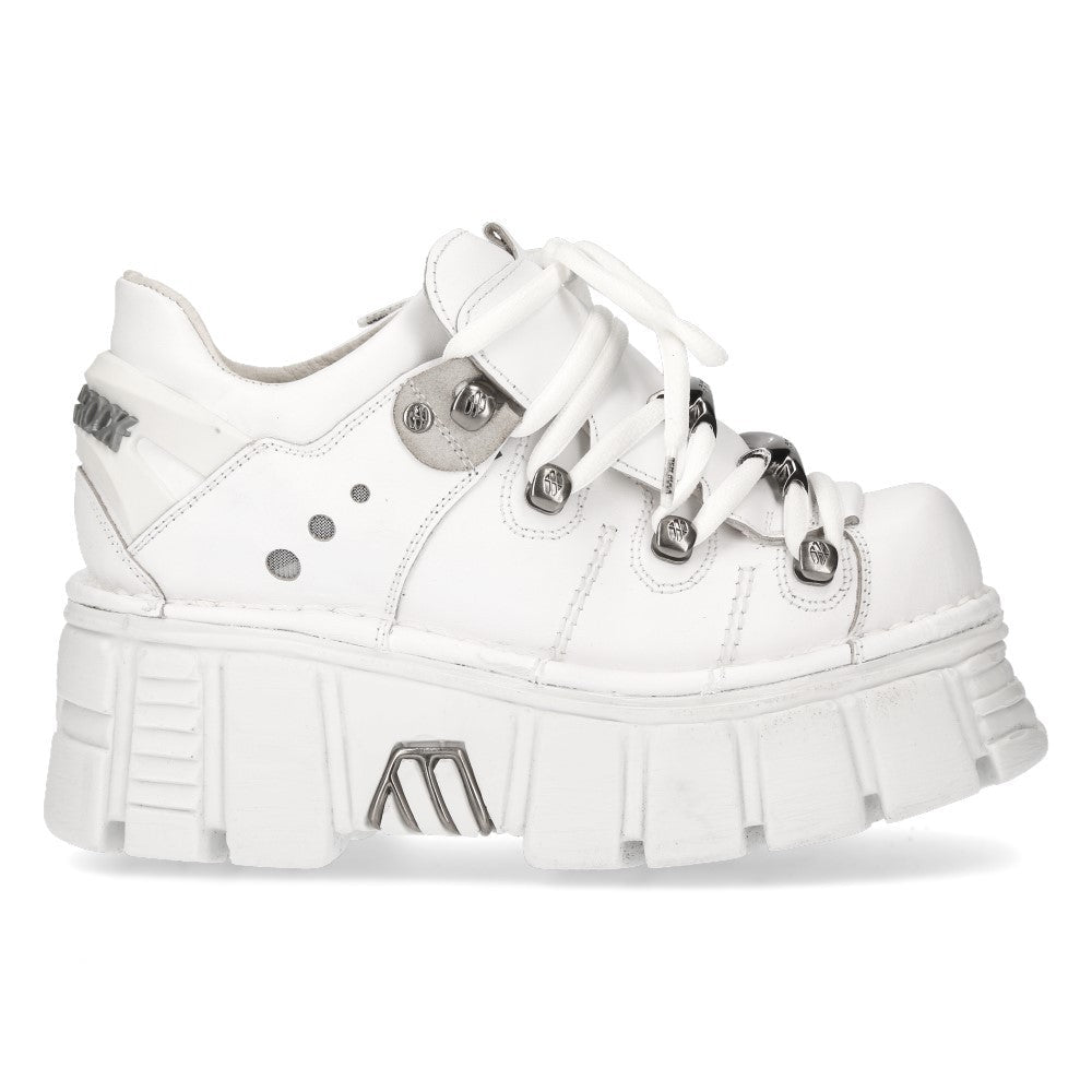 Bambas New Rock Blancas de Piel con Huesos y Plataforma - Crazyinlove