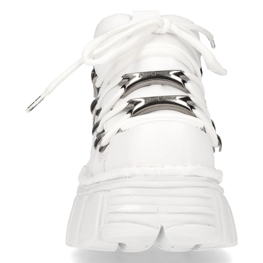 Bambas New Rock Blancas de Piel con Huesos y Plataforma - Crazyinlove