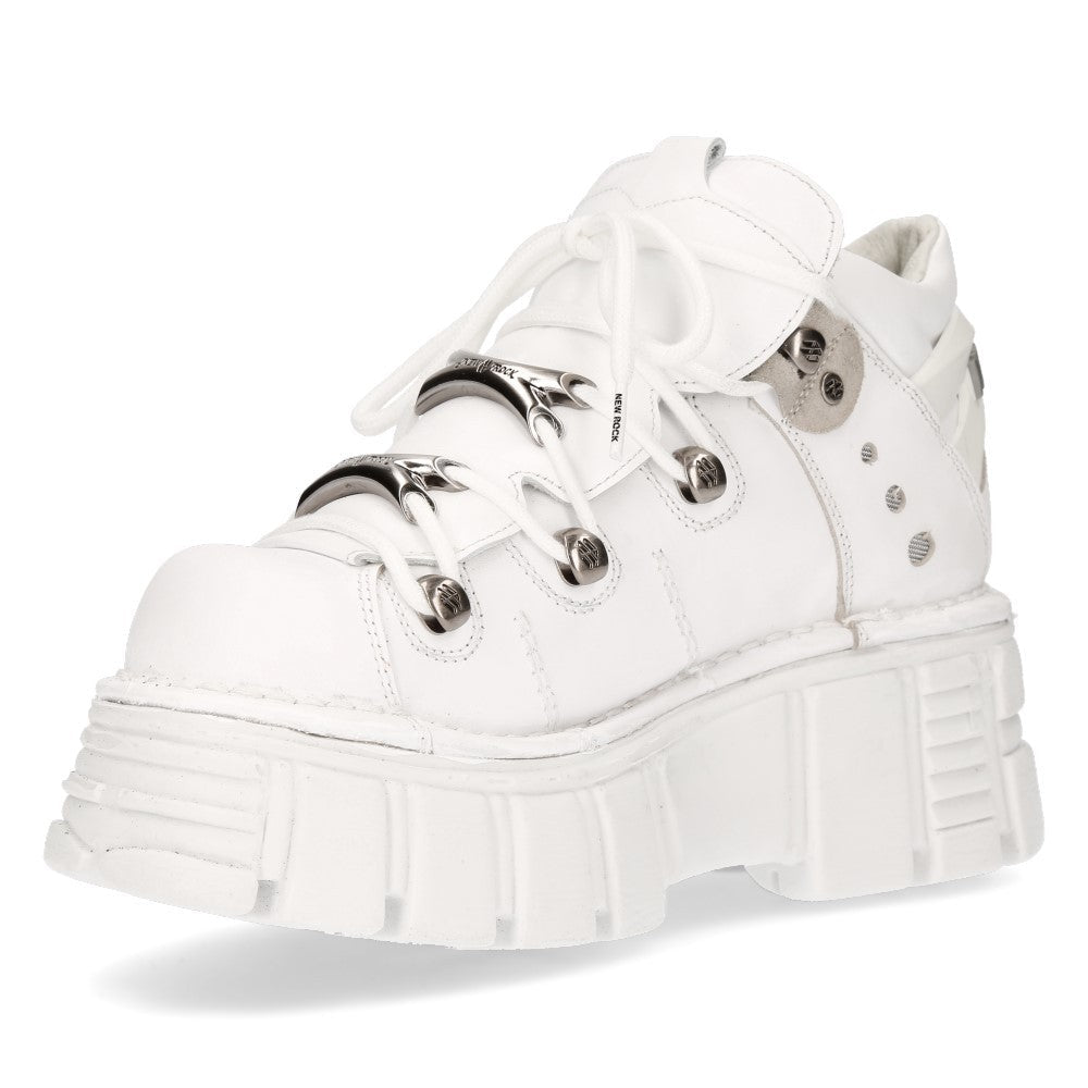 Bambas New Rock Blancas de Piel con Plataforma Rock - Crazyinlove