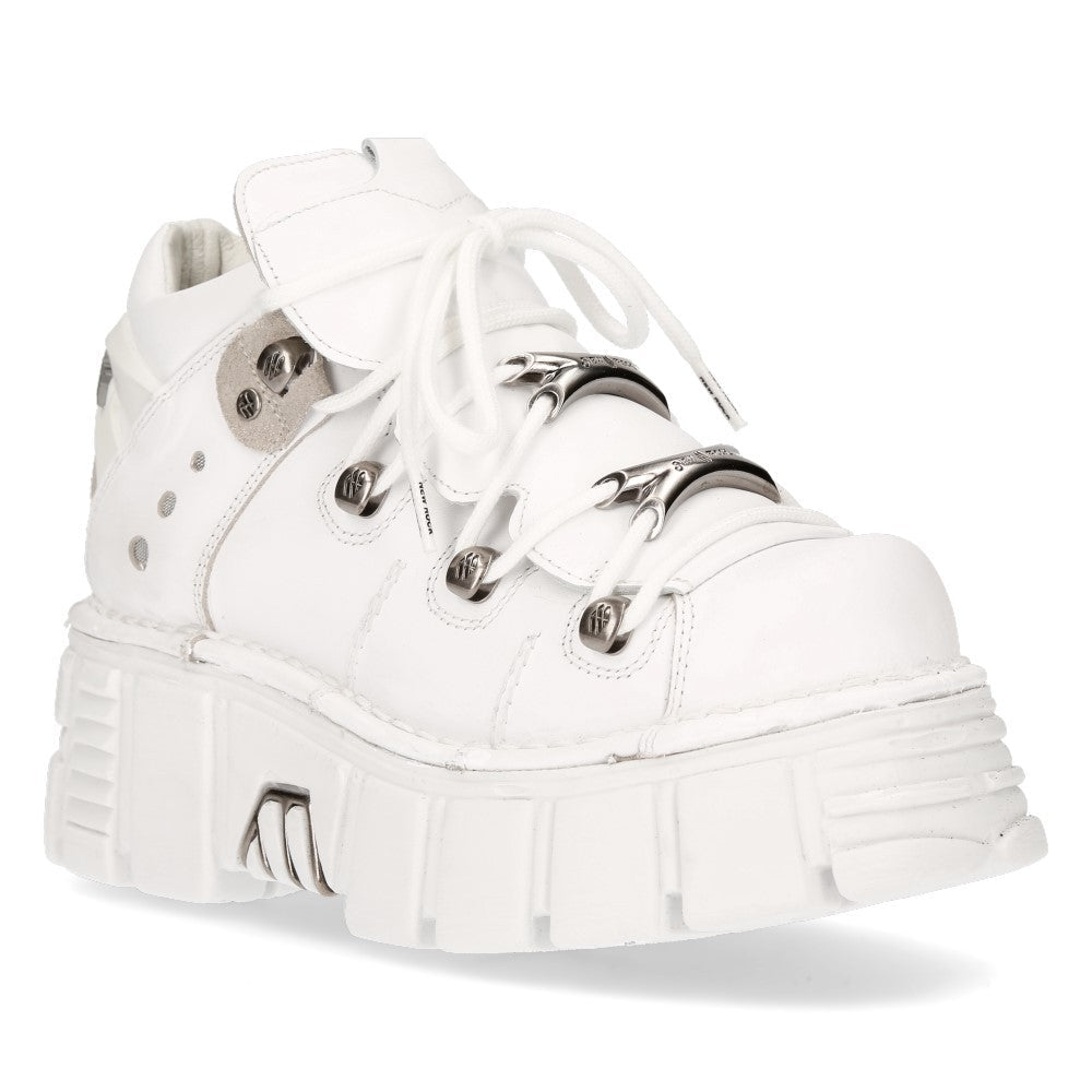 Bambas New Rock Blancas de Piel con Plataforma Rock - Crazyinlove