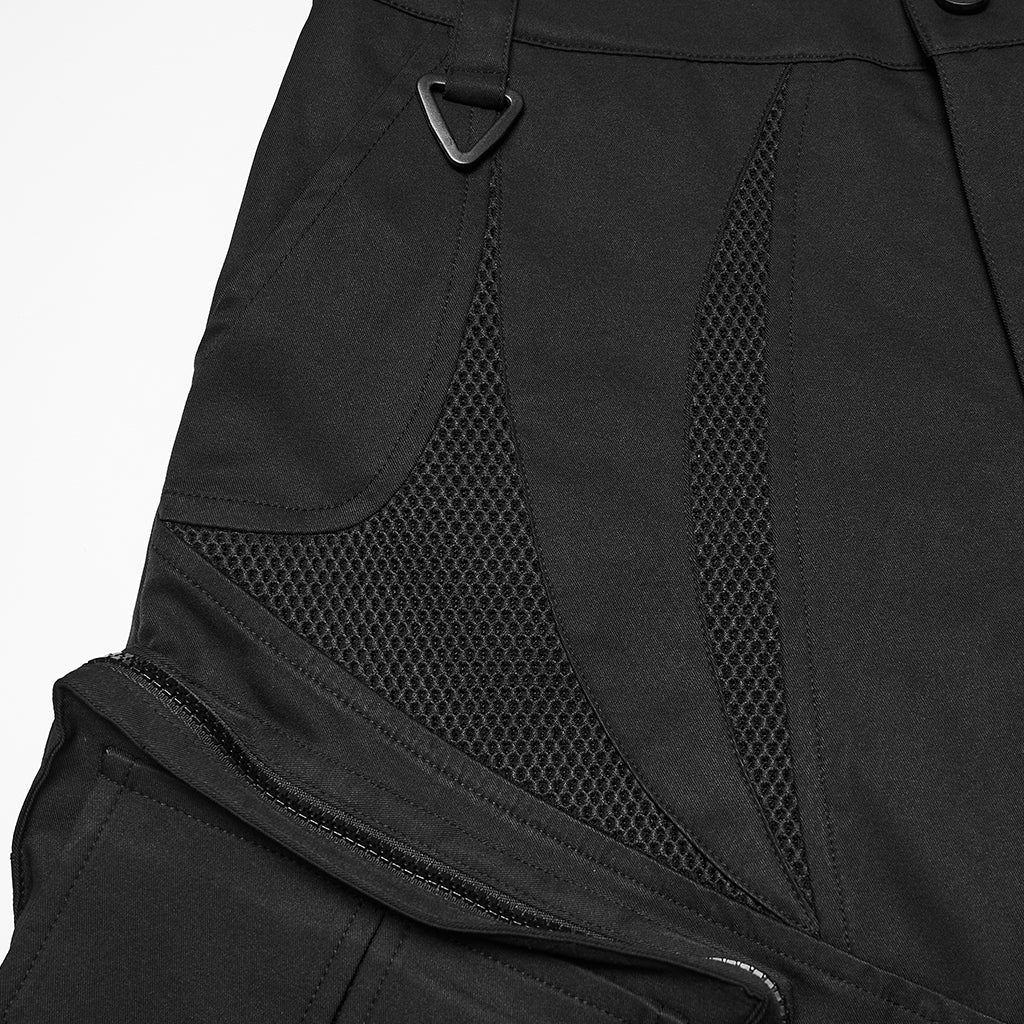 Bermudas Cargo Hombre Negras Techwear con Bolsillos - Crazyinlove