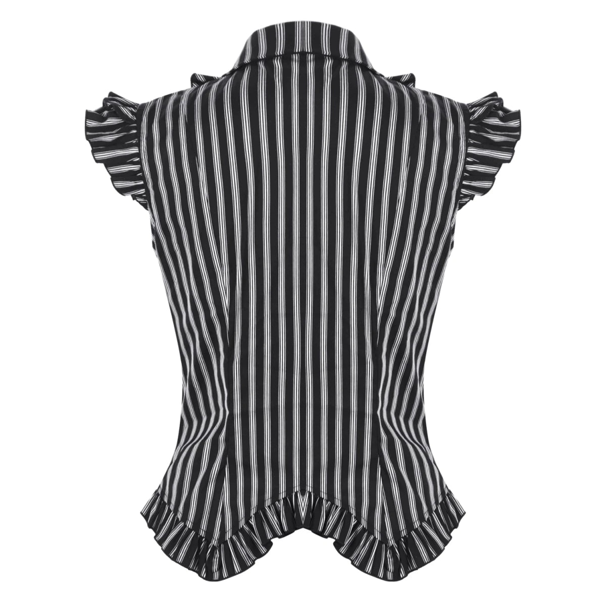 Blusa a Rayas con Broche Camafeo y Volantes - Crazyinlove