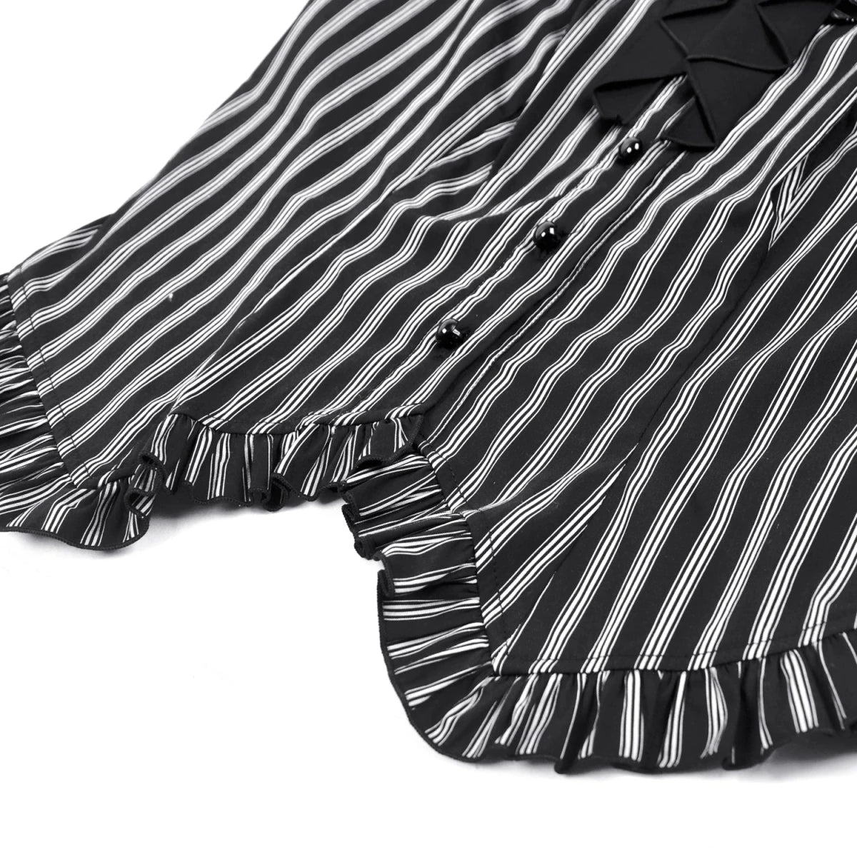Blusa a Rayas con Broche Camafeo y Volantes - Crazyinlove