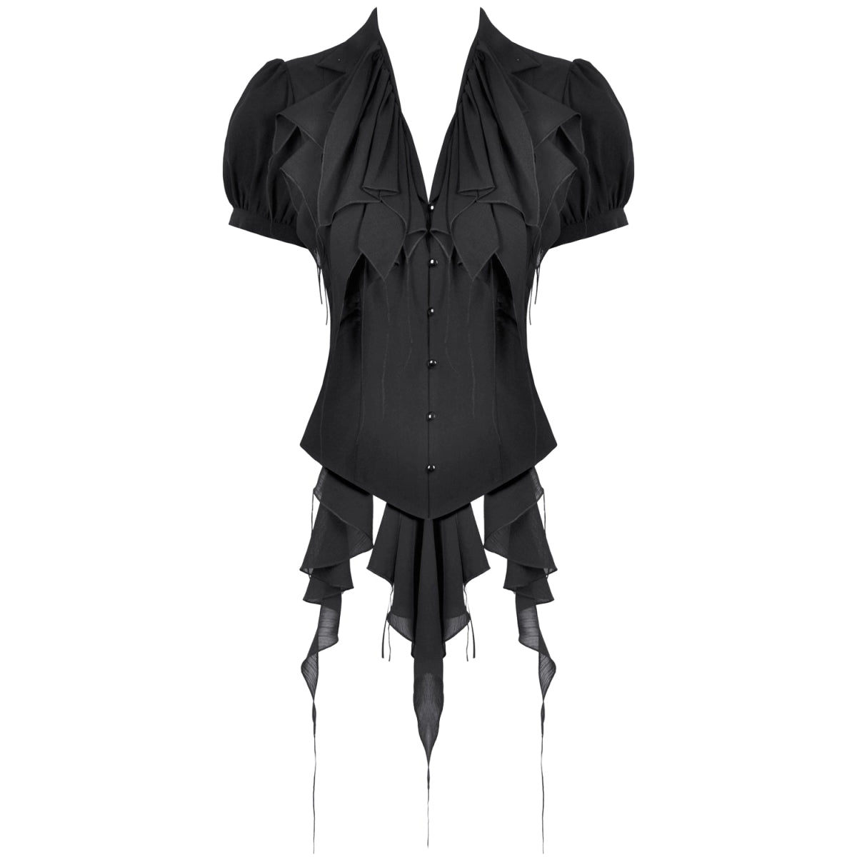 Blusa Gótica Negra Volantes | Mangas Abullonadas - Crazyinlove
