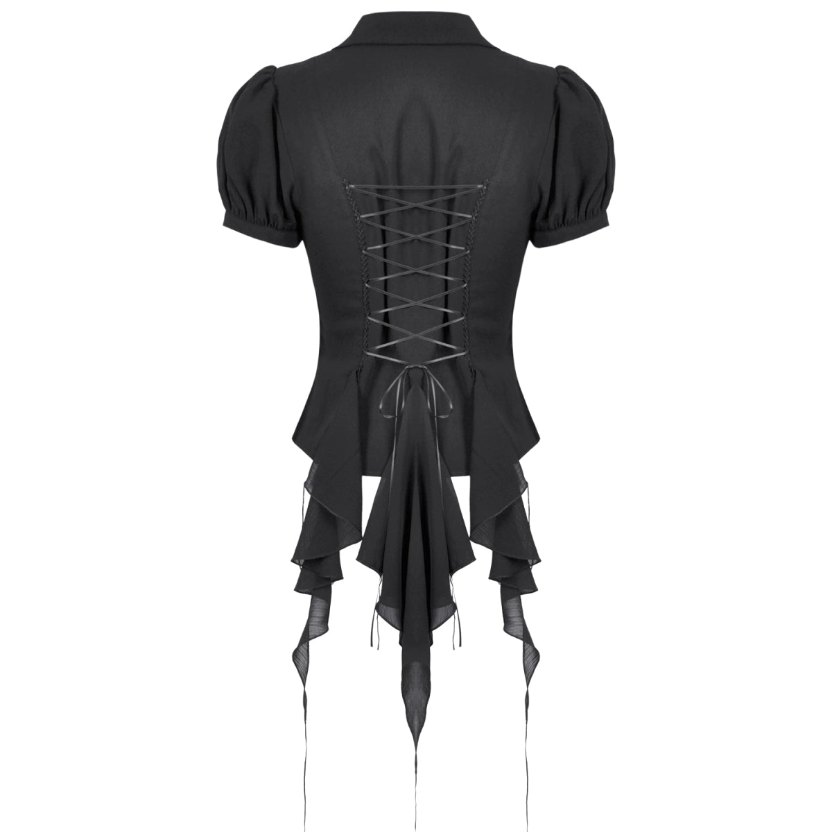 Blusa Gótica Negra Volantes | Mangas Abullonadas - Crazyinlove