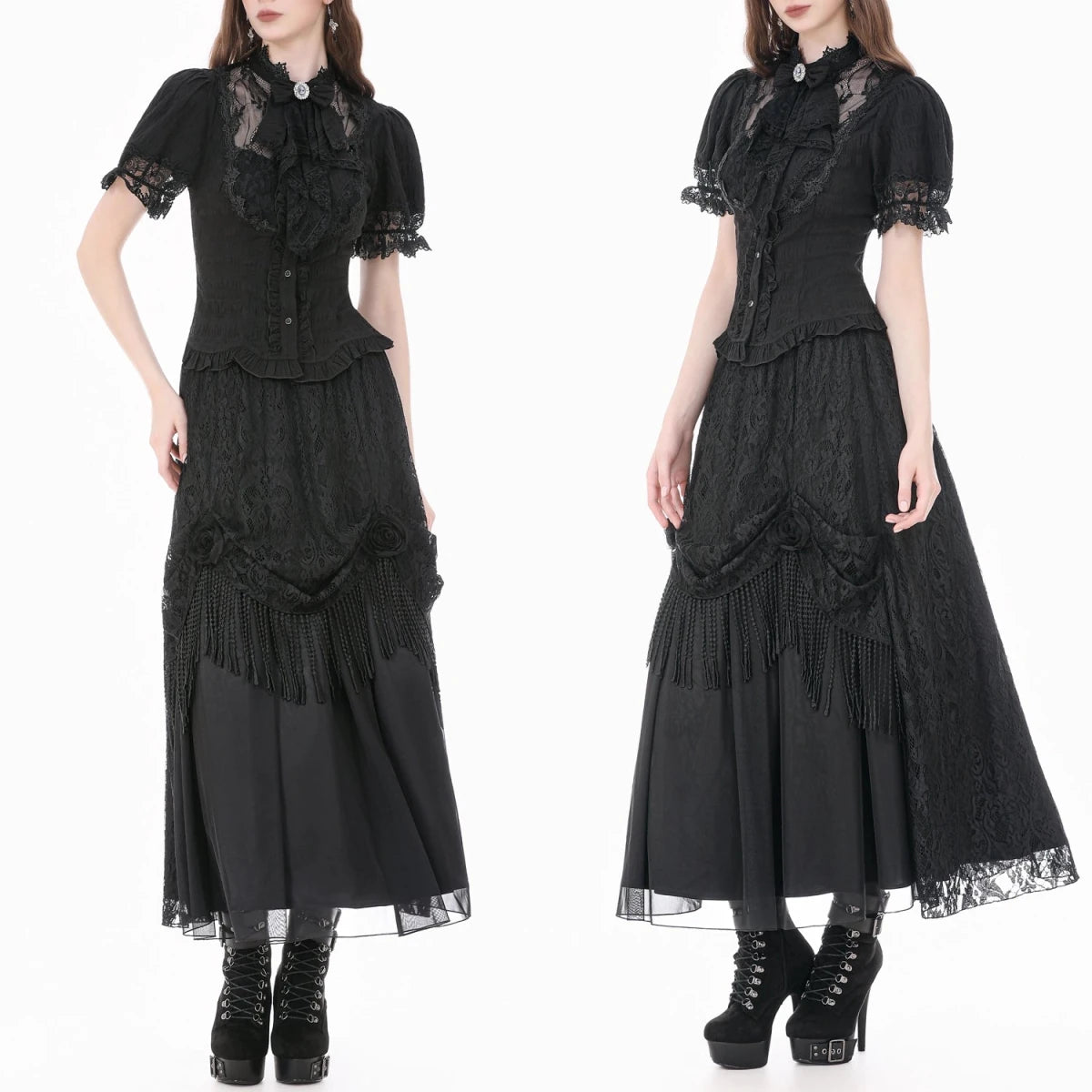 Blusa Gótica Victoriana de Encaje con Camafeo - Crazyinlove