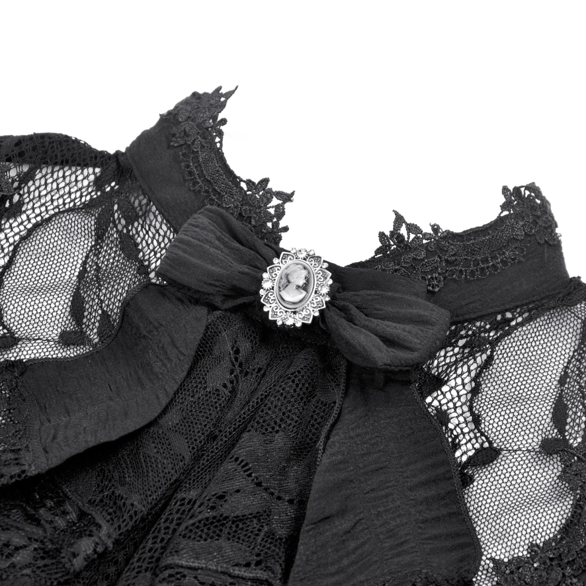 Blusa Gótica Victoriana de Encaje con Camafeo - Crazyinlove