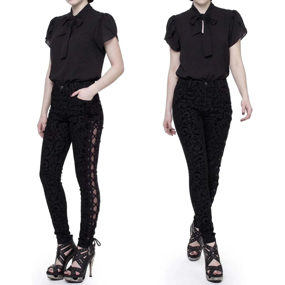 Blusa Negra con Cuello de Lazo y Manga Tulipán - Crazyinlove