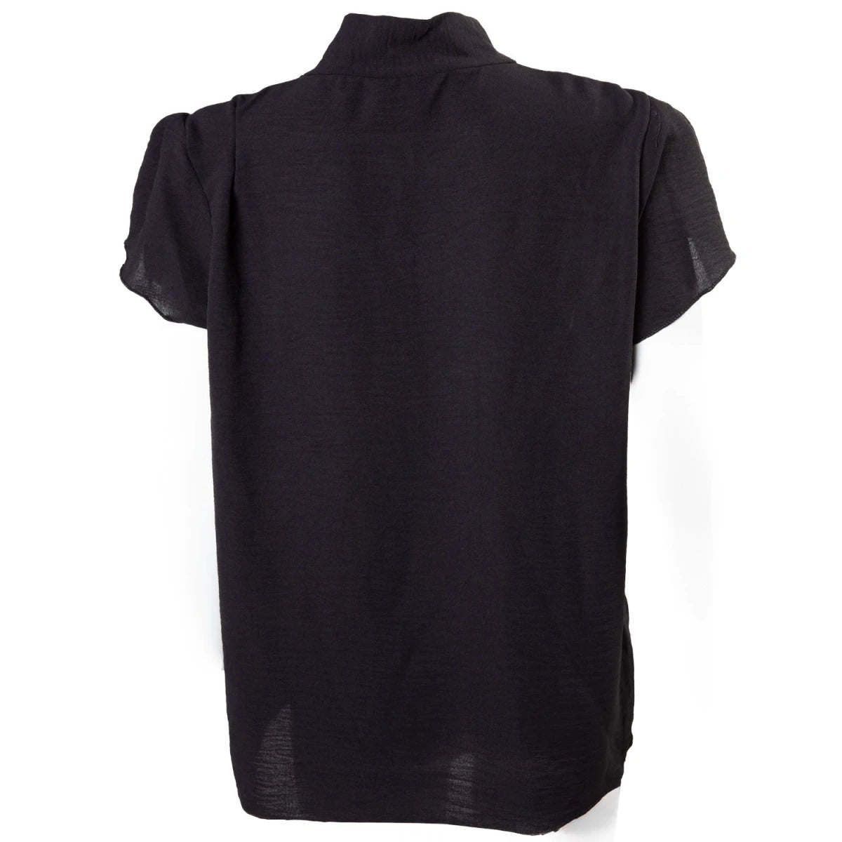 Blusa Negra con Cuello de Lazo y Manga Tulipán - Crazyinlove