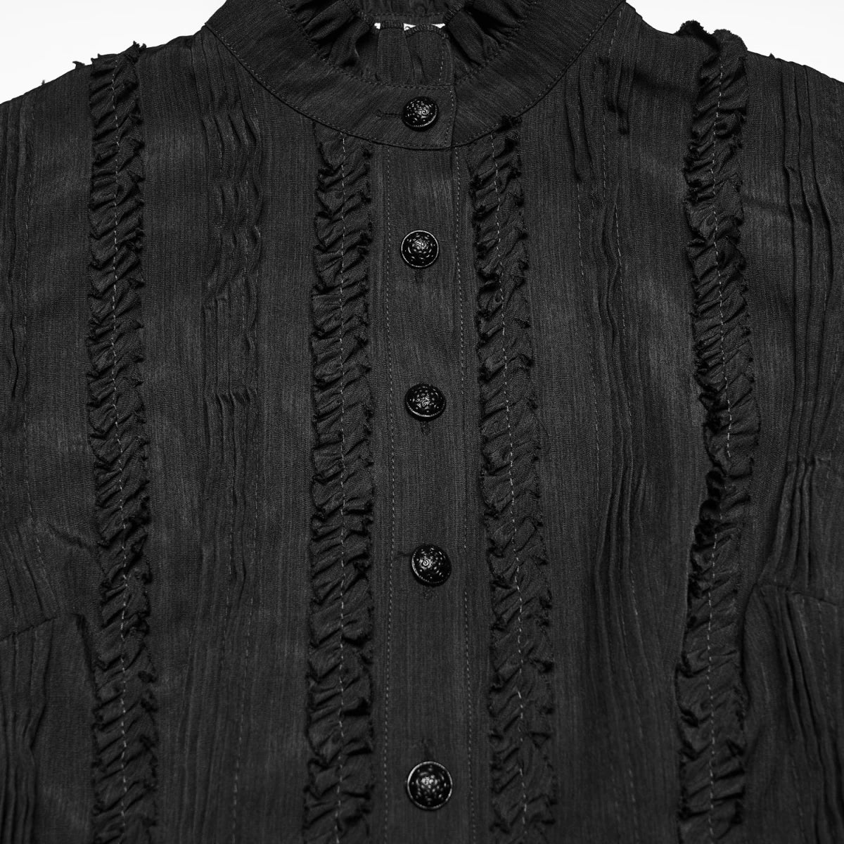 Blusa Victoriana Negra con Chorrera y Lazada en la Espalda - Crazyinlove