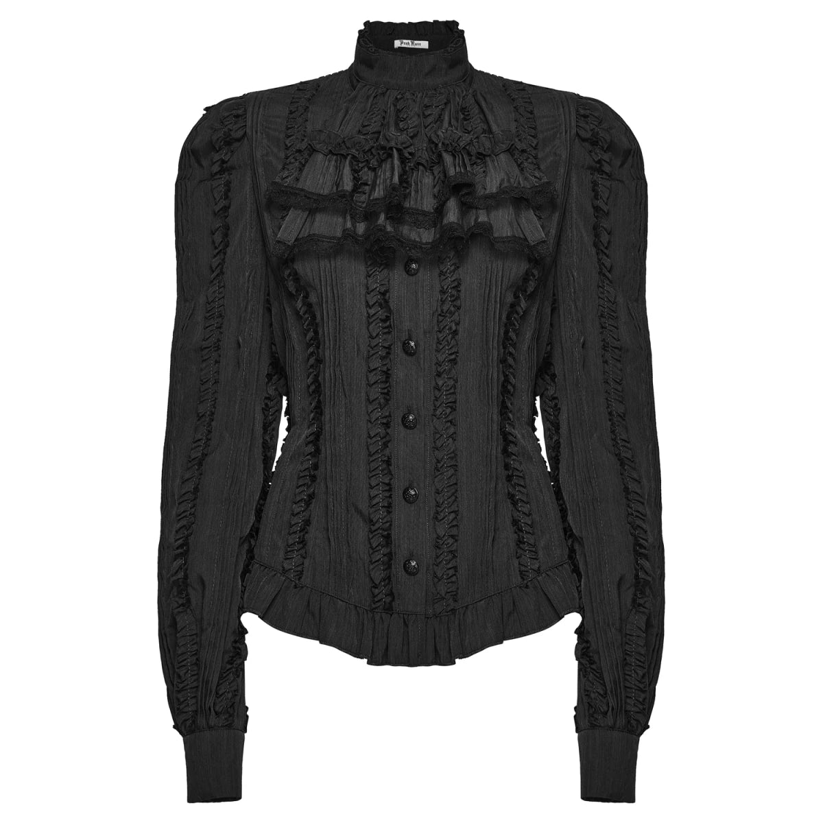 Blusa Victoriana Negra con Chorrera y Lazada en la Espalda - Crazyinlove