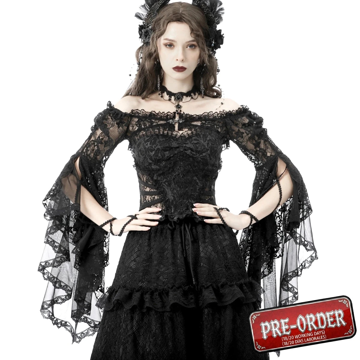 Bolero de Encaje Floral con Mangas Acampanadas - Crazyinlove