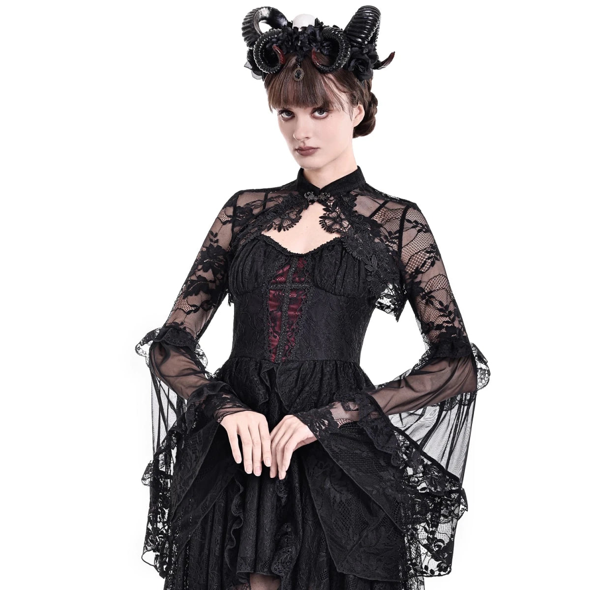 Bolero de Encaje Negro Victoriano con Mangas Acampanadas - Crazyinlove