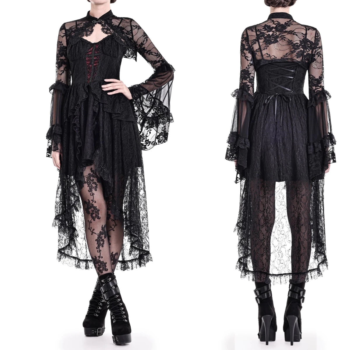 Bolero de Encaje Negro Victoriano con Mangas Acampanadas - Crazyinlove