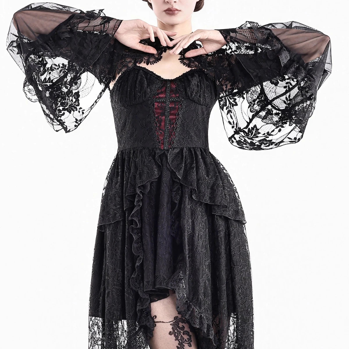 Bolero de Encaje Negro Victoriano con Mangas Acampanadas - Crazyinlove