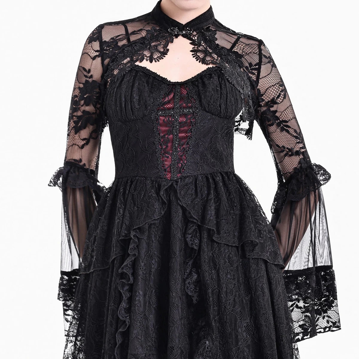 Bolero de Encaje Negro Victoriano con Mangas Acampanadas - Crazyinlove