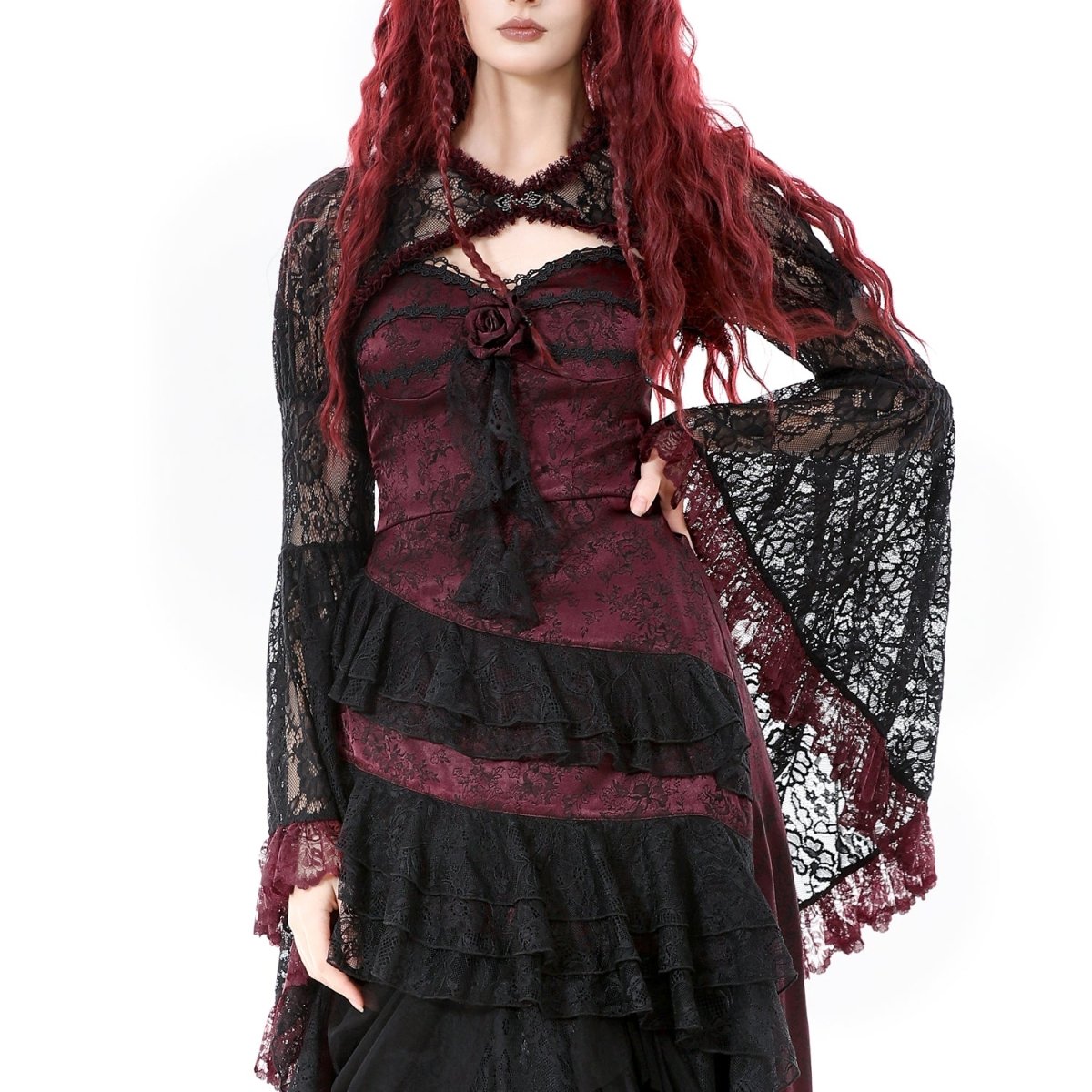 Bolero Encaje Negro Manga Larga Campana | Gótico Dark - Crazyinlove