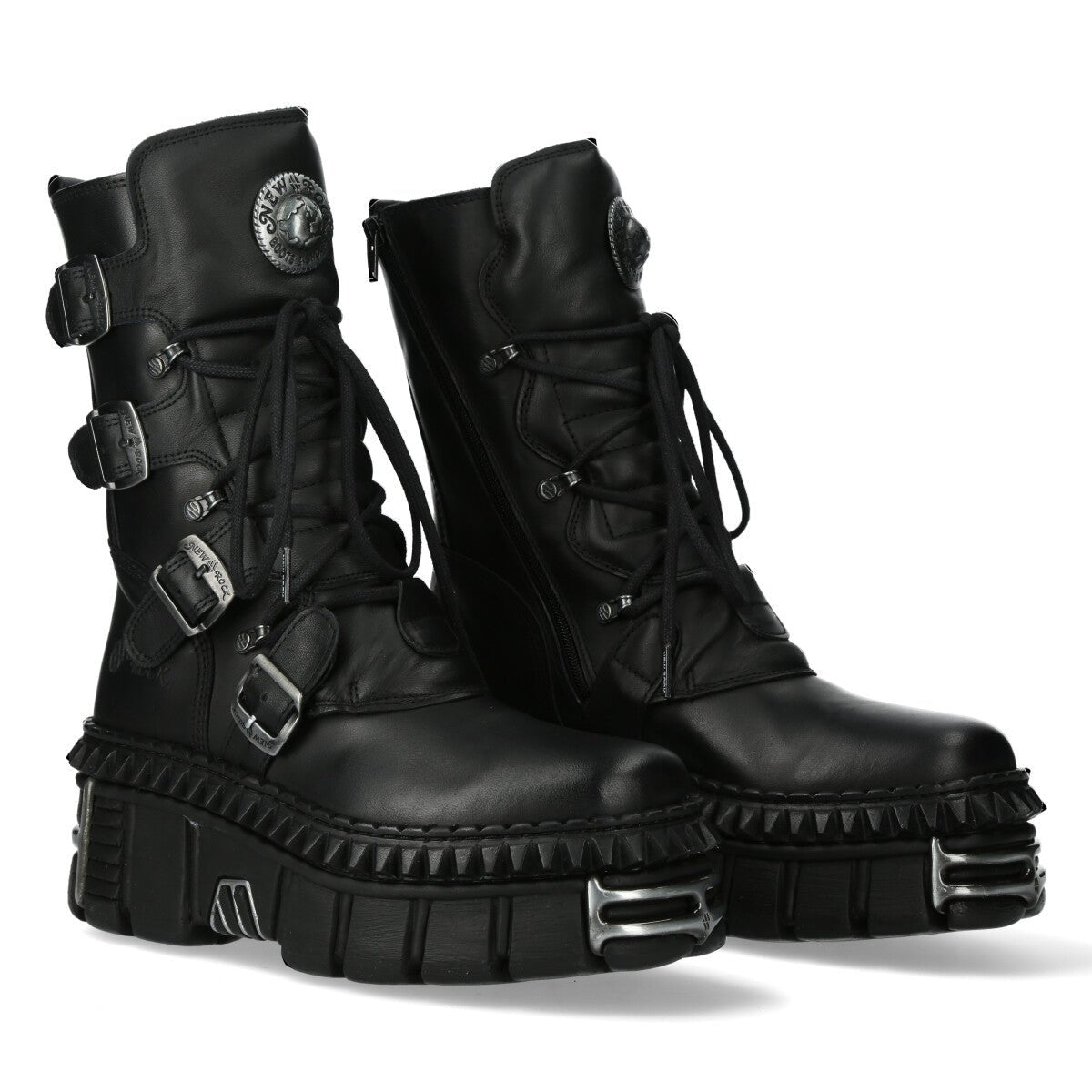 New Rock Military Boot with Buckles and Spikes