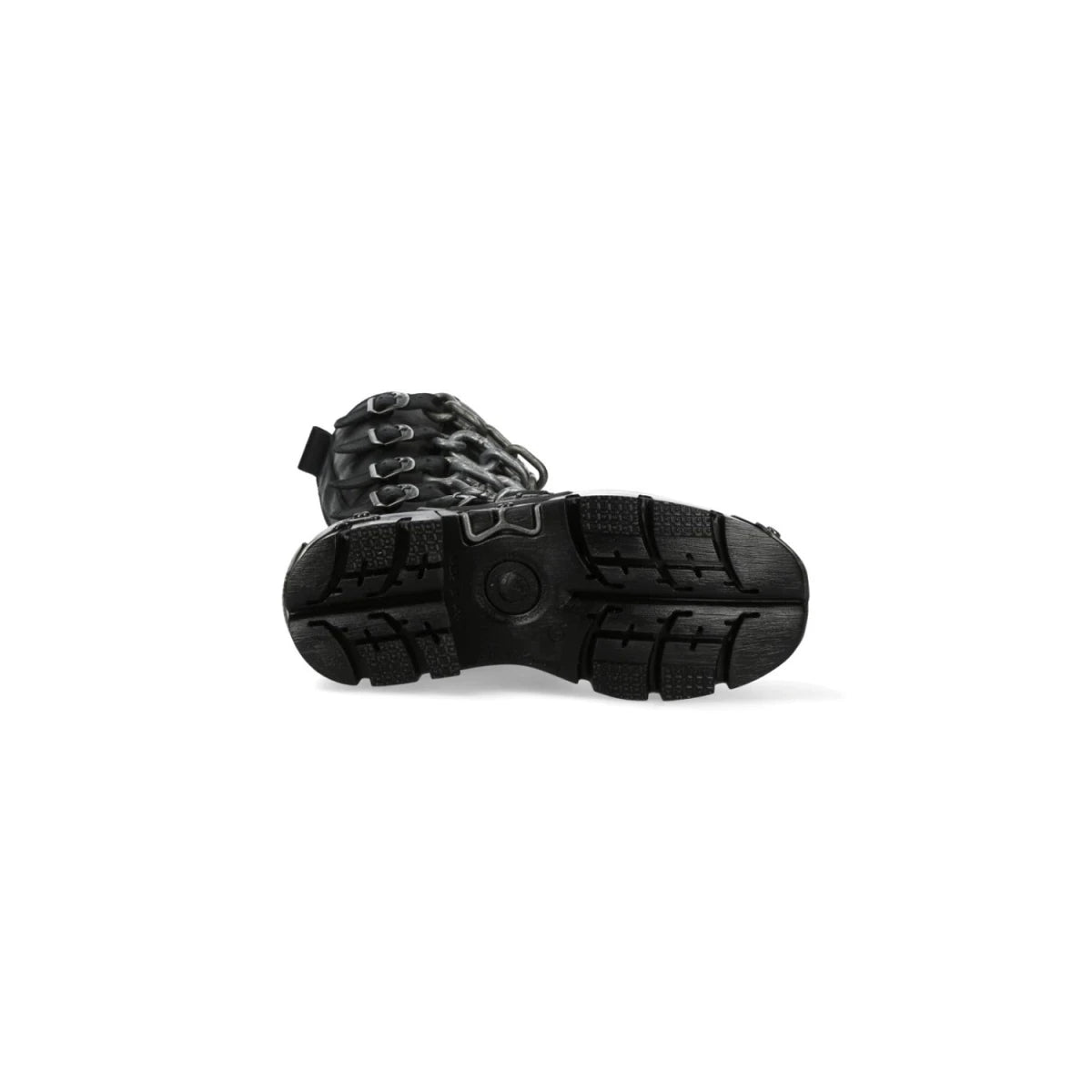 Botas Altas Góticas de Piel Negra con Cadenas y Hebillas - Crazyinlove