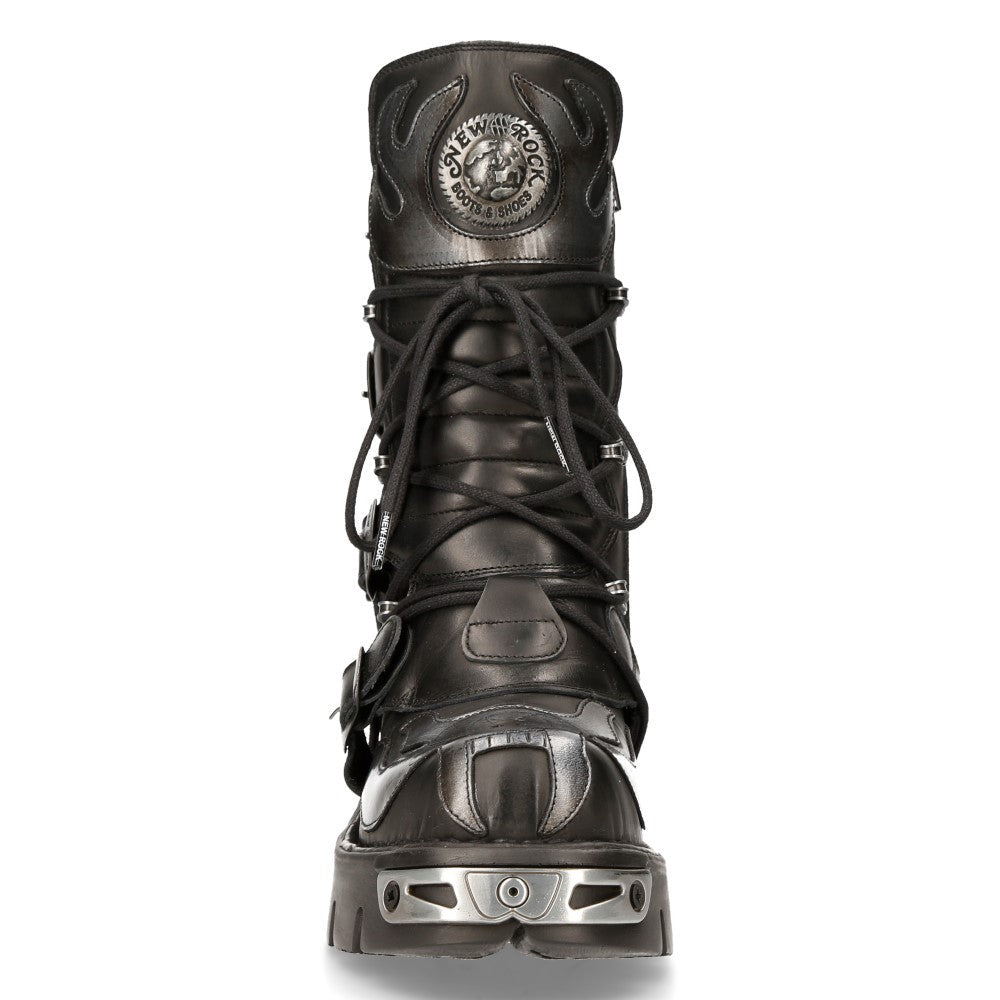 Botas New Rock Góticas con Llamas Plateadas y Hebillas - Crazyinlove