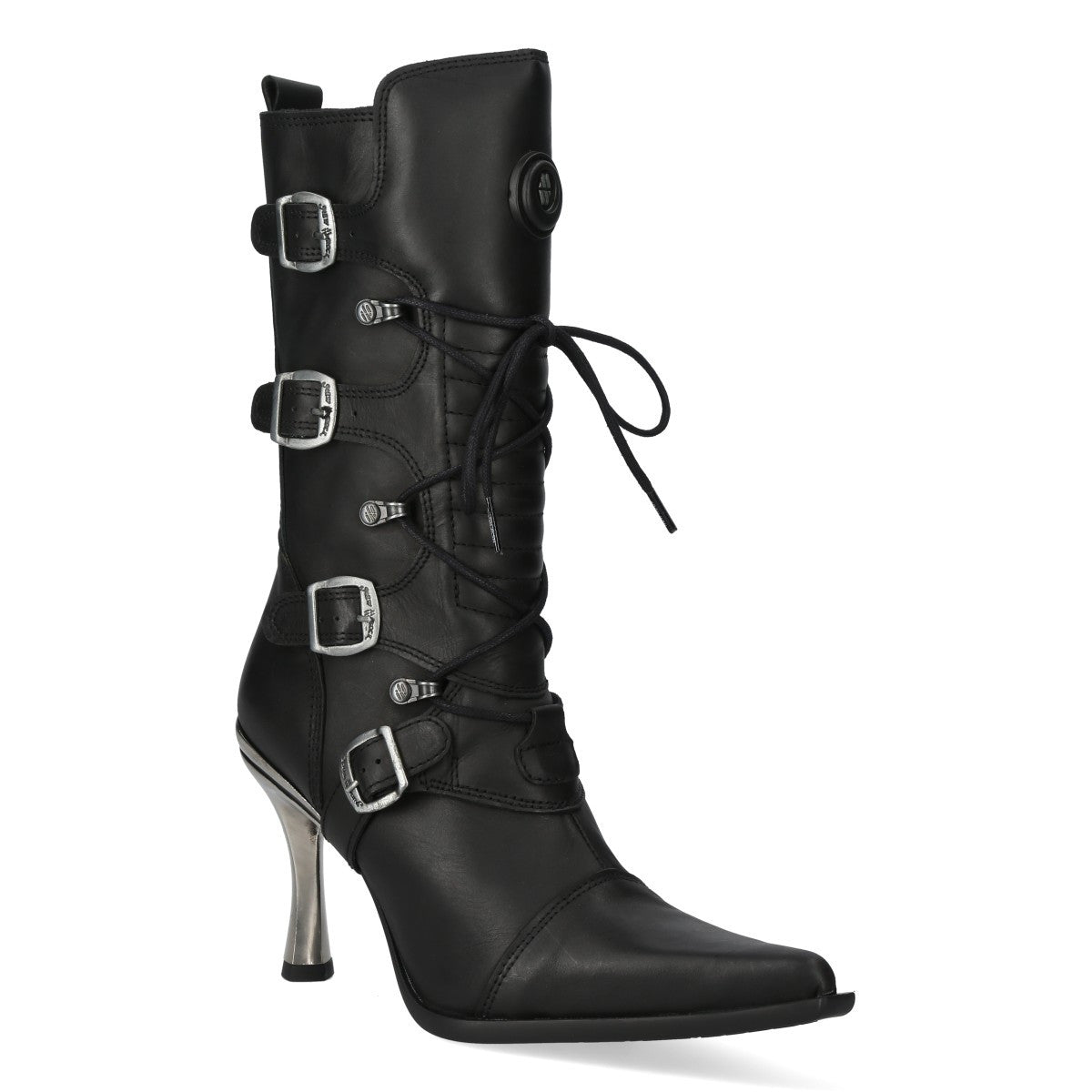 New Rock Black Lace-Up Boots - Main Image