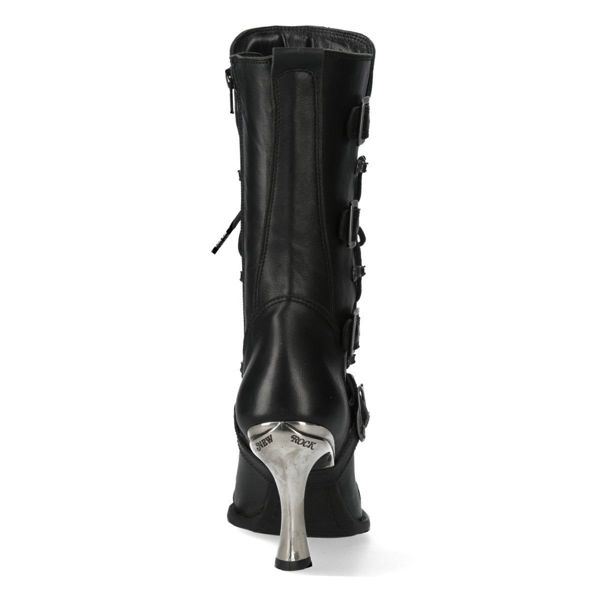 New Rock Black Boots with Metallic Heel