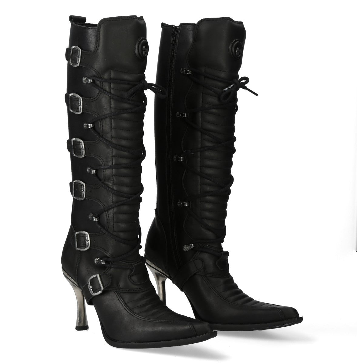 NEW ROCK ブラック ハイカット New Rock Black Boots with Metallic Heel
