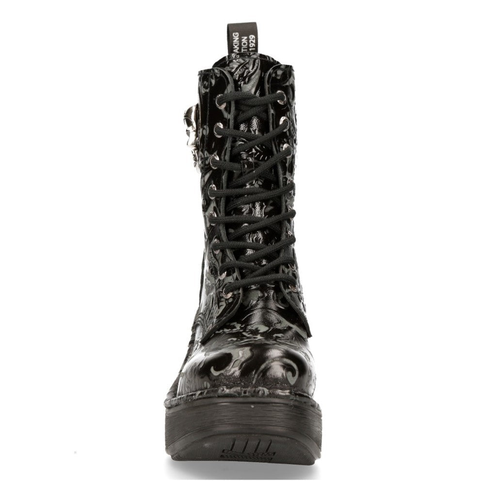 Botines New Rock Góticos con Filigranas y Tacón de Calavera - Crazyinlove