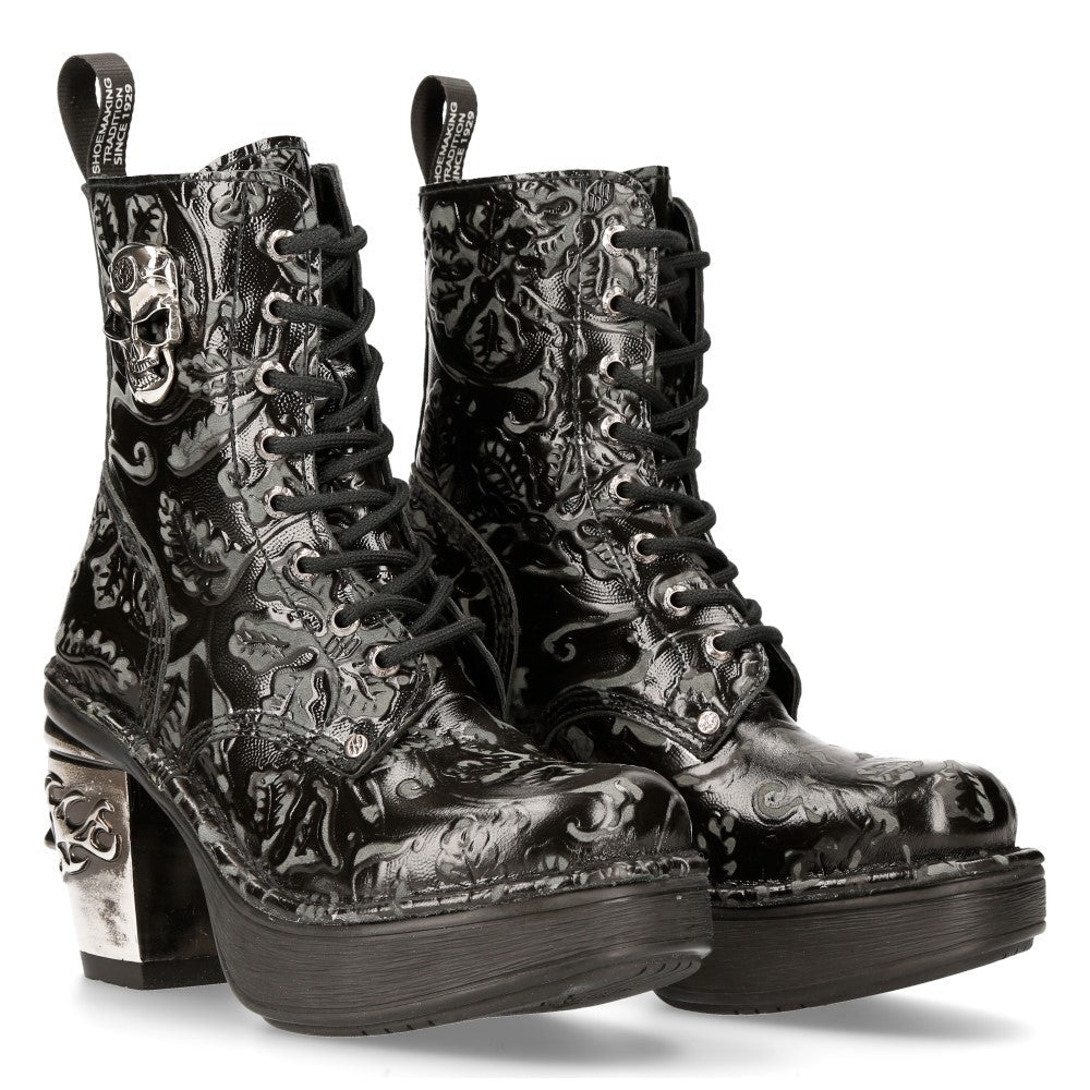 Botines New Rock Góticos con Filigranas y Tacón de Calavera - Crazyinlove