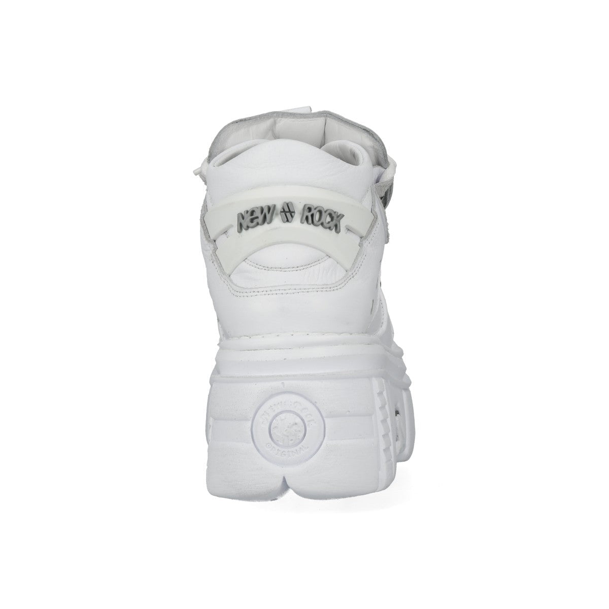 Trasera del botín M-106-S53 con logo New Rock y suela blanca