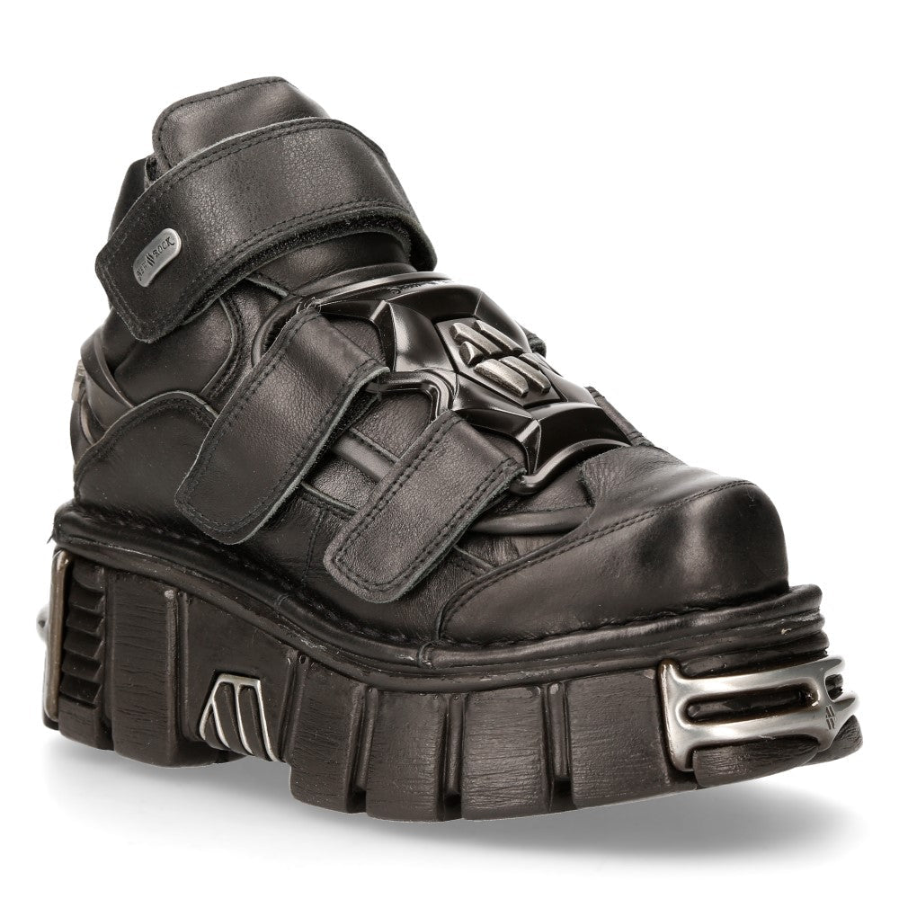 Botín New Rock M-285-S1 en ángulo delantero con tres tiras de velcro