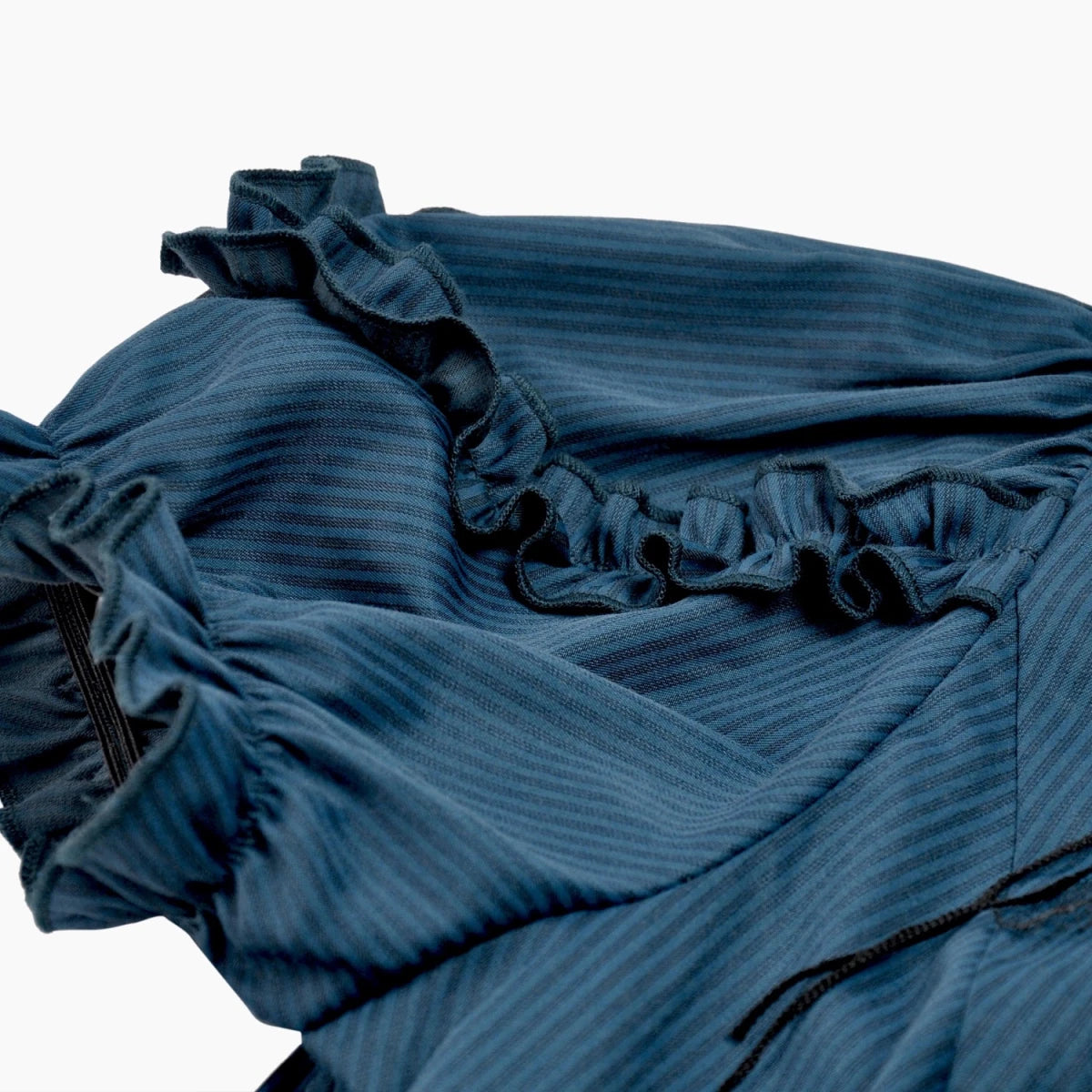 Camisa Azul con Jabot de Murciélago y Volantes - Crazyinlove