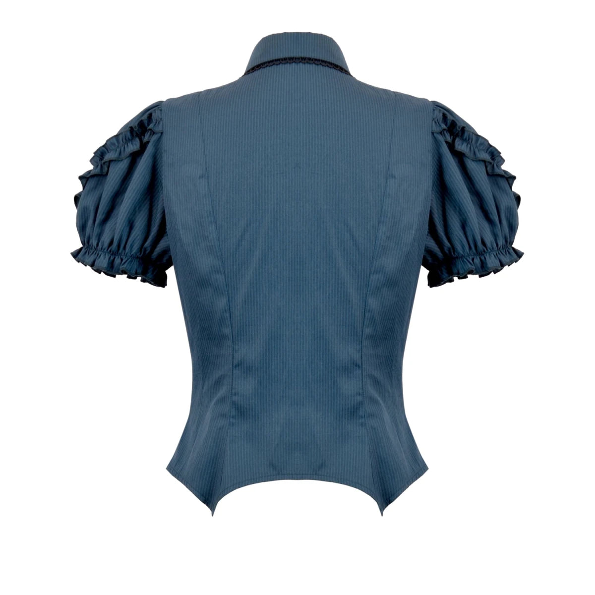 Camisa Azul con Jabot de Murciélago y Volantes - Crazyinlove