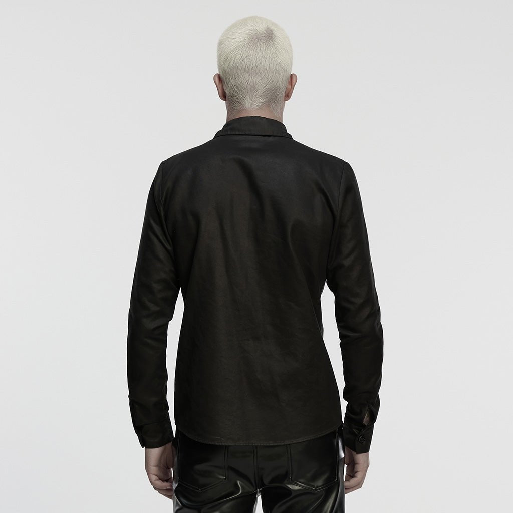 Camisa Cyberpunk Hombre Negra Resinada con Correas - Crazyinlove