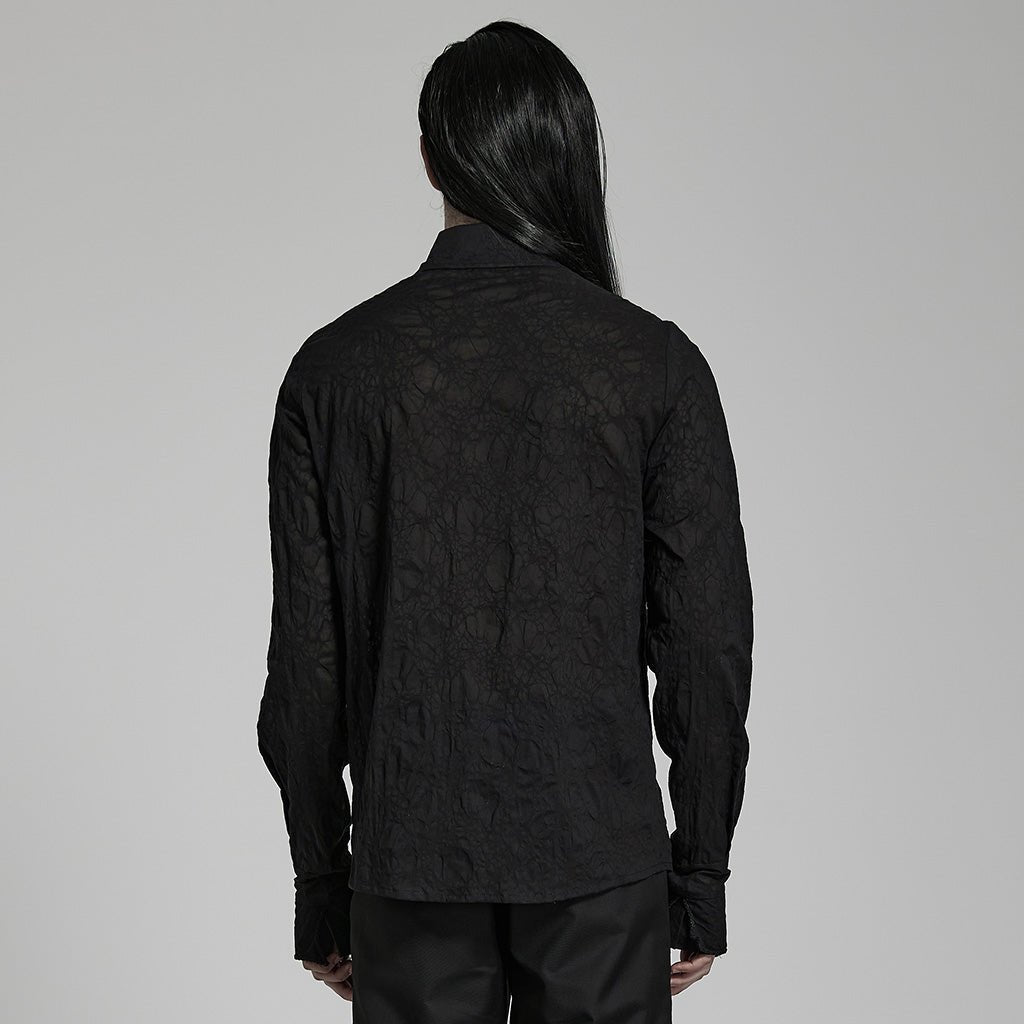 Camisa Gótica de Algodón y Encaje Calado - Crazyinlove