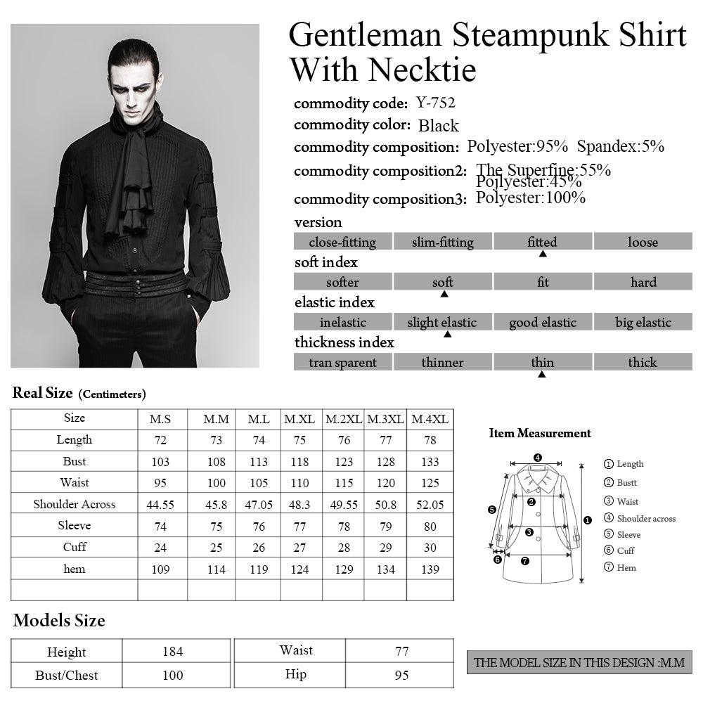 Camisa Gótica Hombre Negra con Chorrera - Crazyinlove