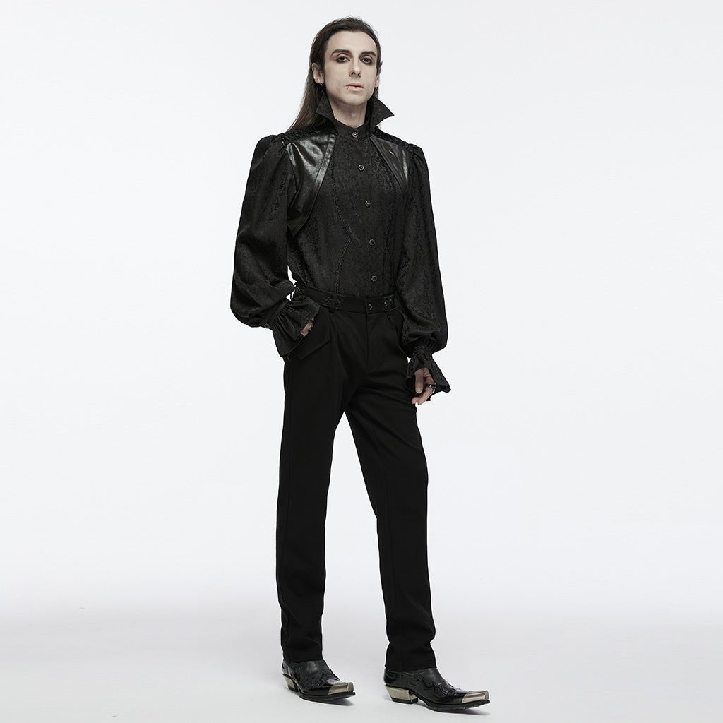 Camisa Gótica Hombre Negra Jacquard - Crazyinlove