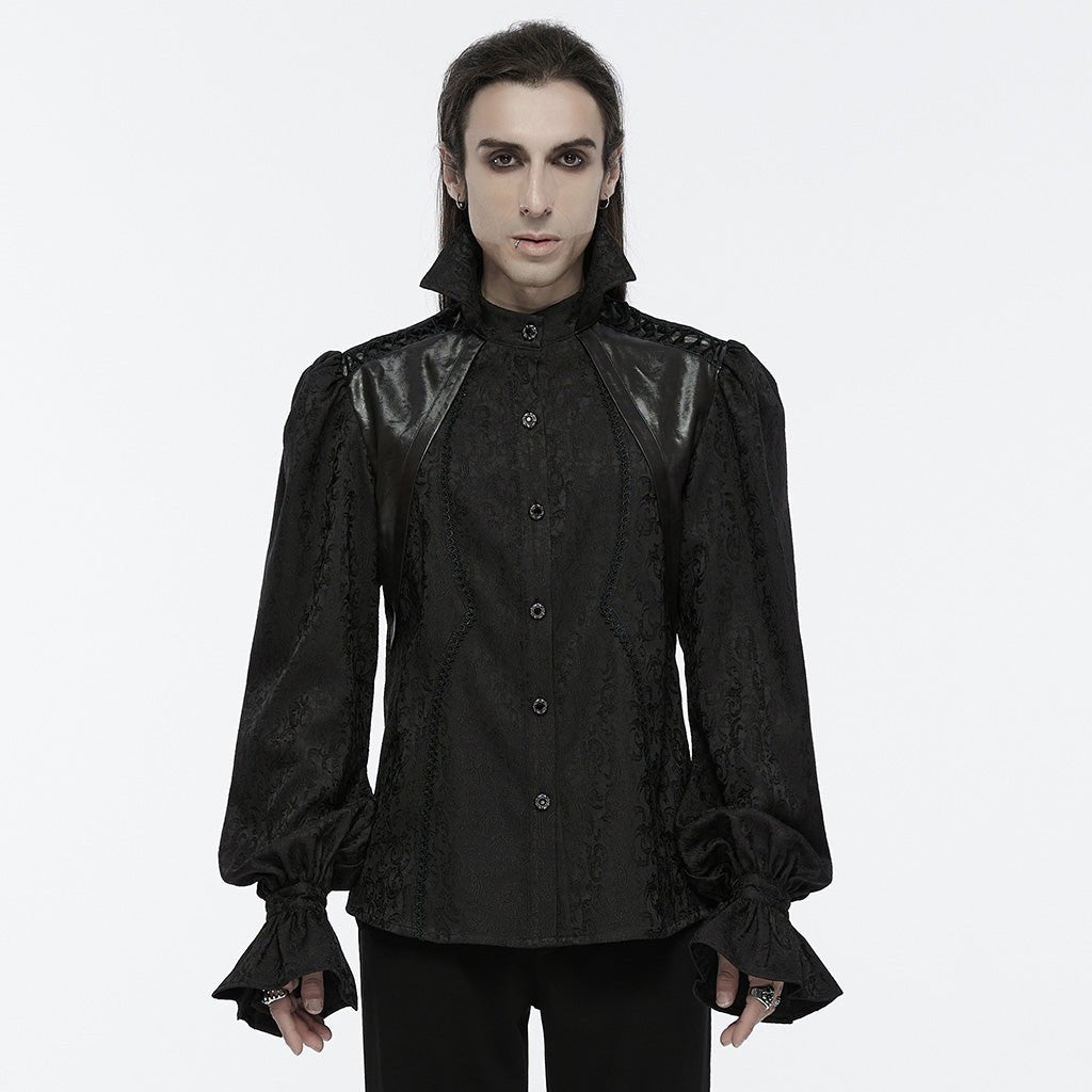 Camisa Gótica Hombre Negra Jacquard - Crazyinlove